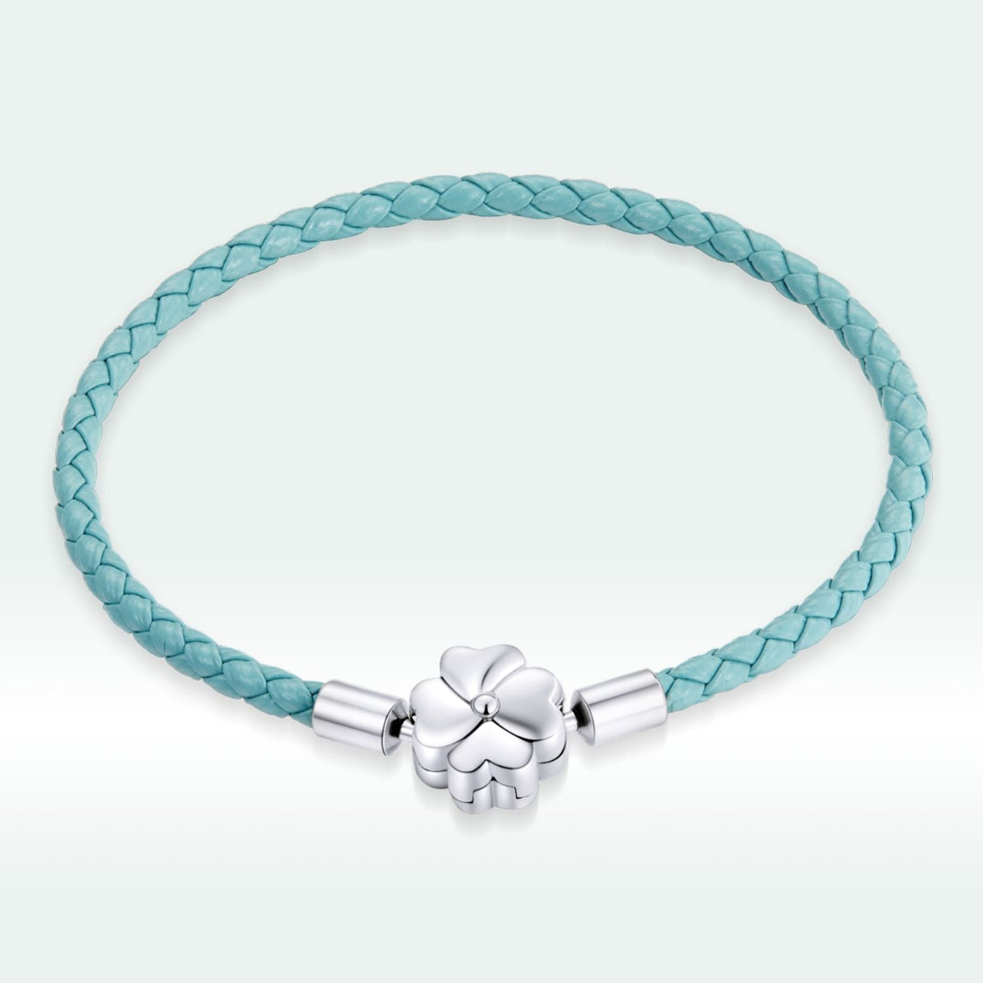 Turquoise Lucky Clover Leather Bracelet - The Silver Goose SA
