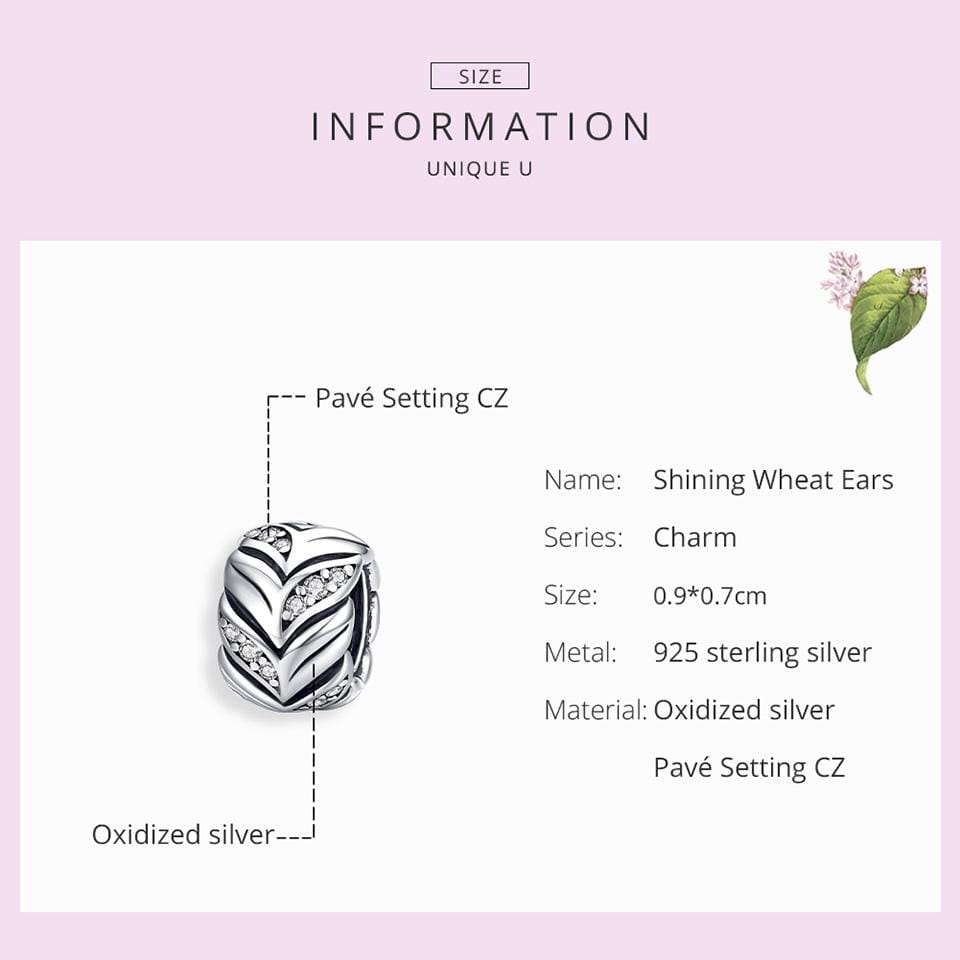 Wheat Leaf Charm - The Silver Goose SA
