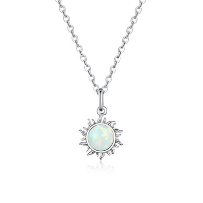 White Opal Sun Pendant Necklace - The Silver Goose SA
