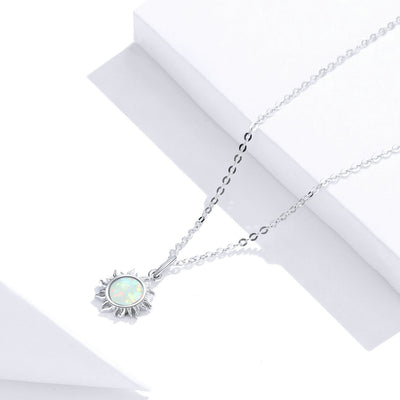 White Opal Sun Pendant Necklace - The Silver Goose SA