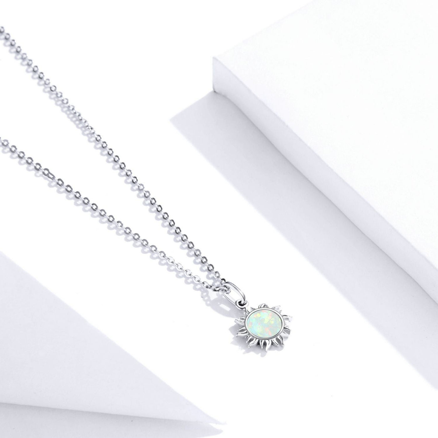 White Opal Sun Pendant Necklace - The Silver Goose SA