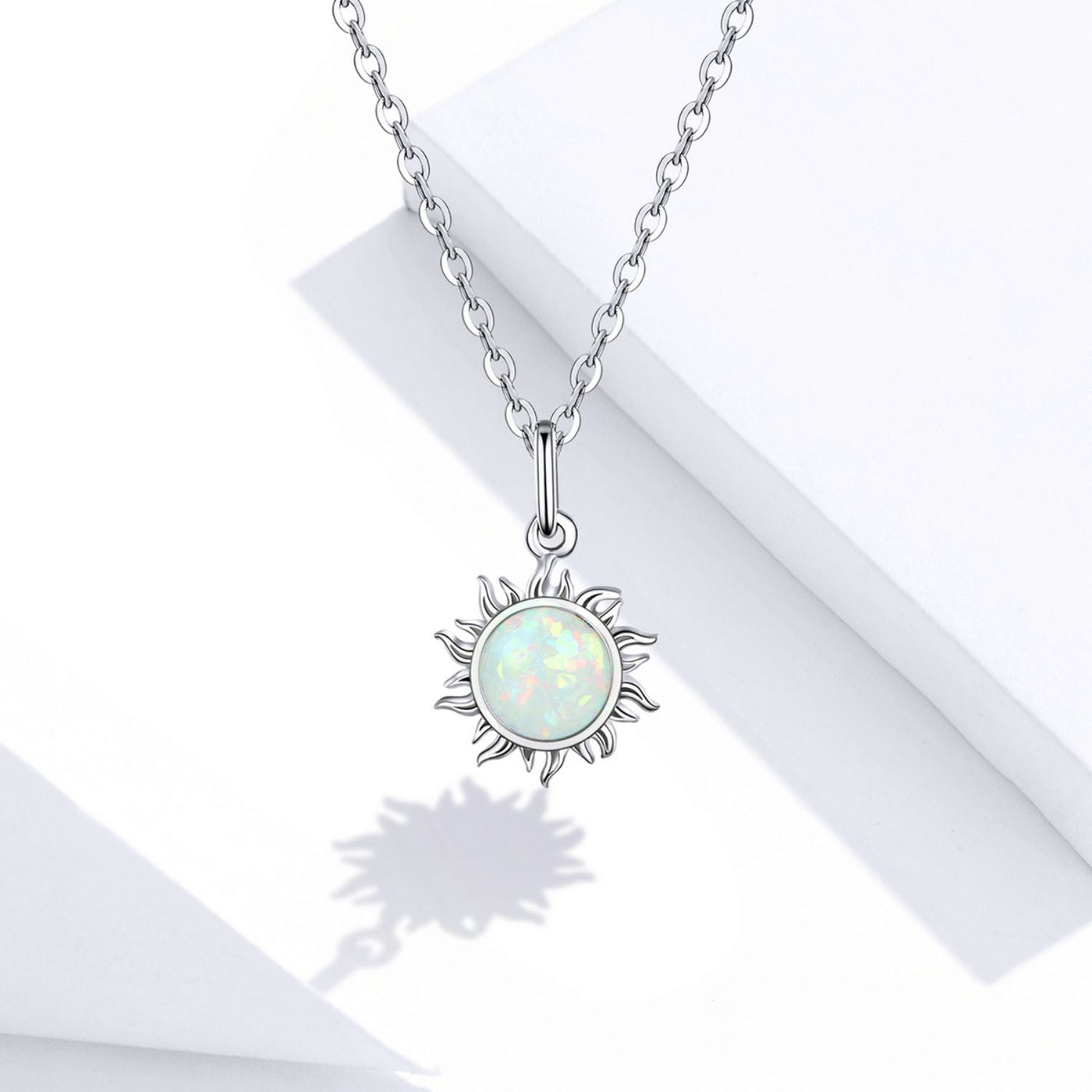 White Opal Sun Pendant Necklace - The Silver Goose SA